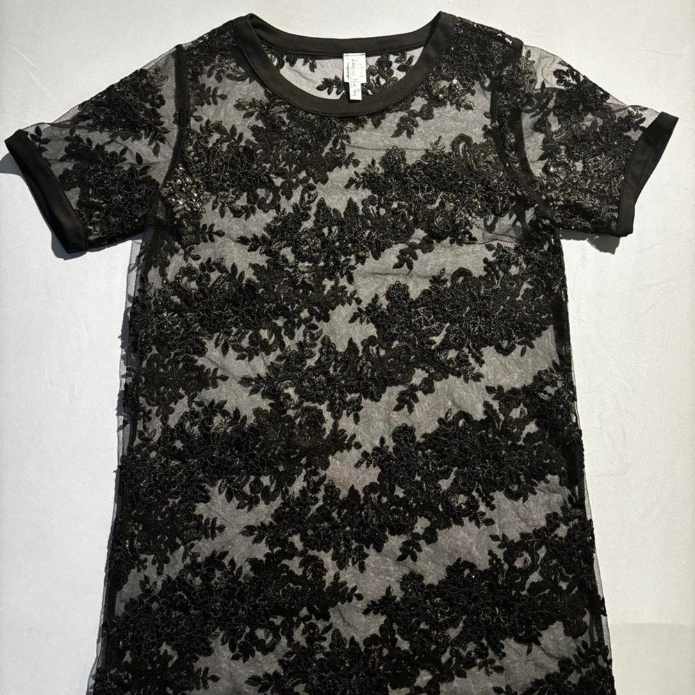 Lucy in the Sky Black floral lace polyester blouse los angeles party going out